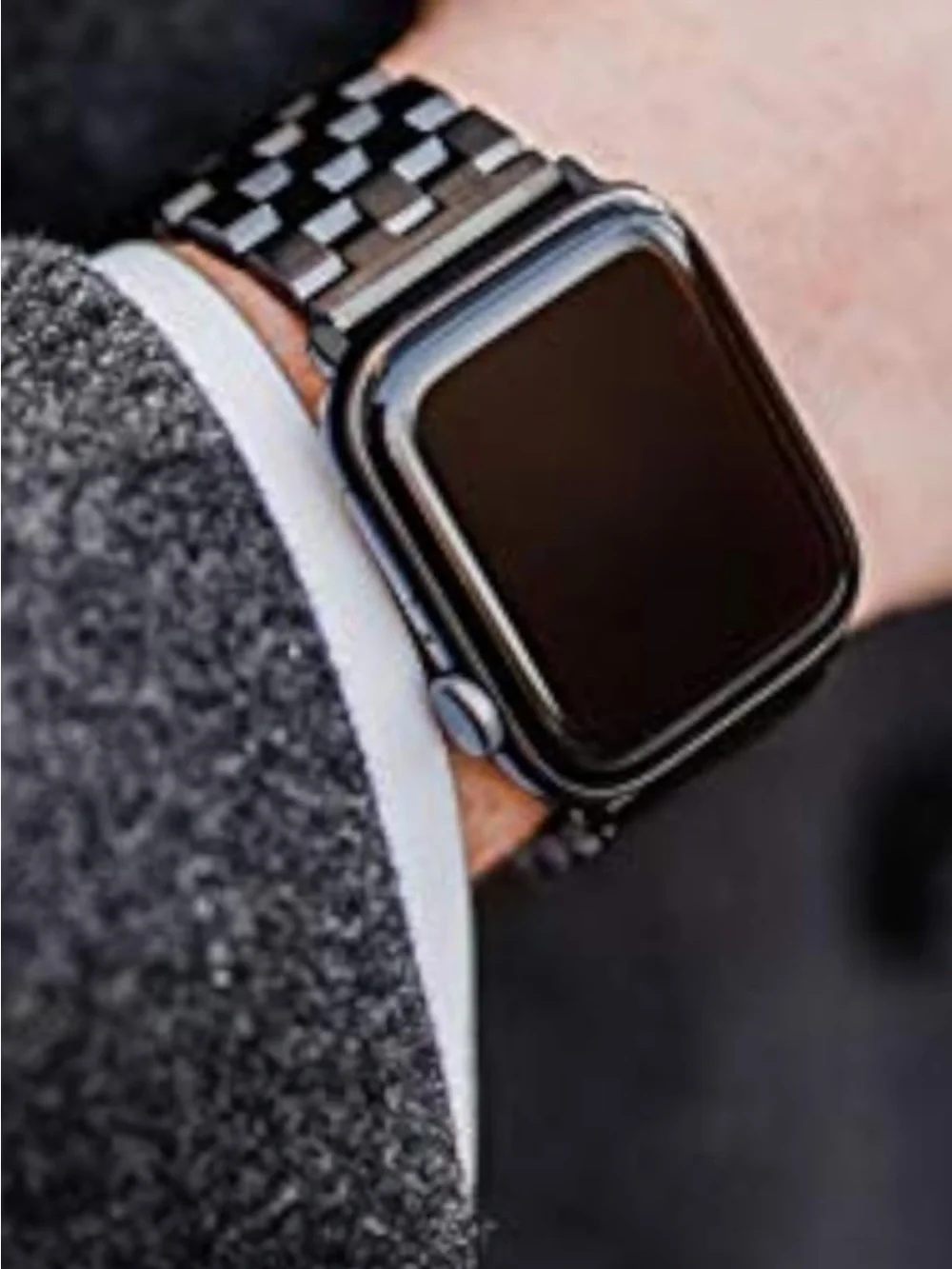 Bull strap Men’s Black Stainless Steel Smartwatch with Metal Link Band NWOT